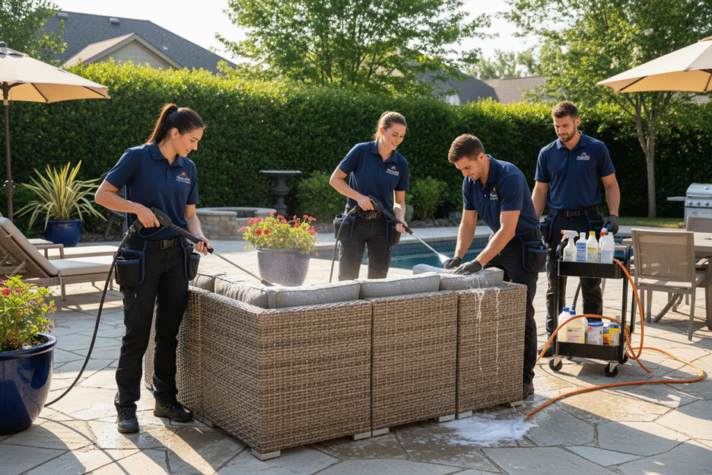 Cleaner Couch team with logo uniforms