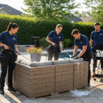 Cleaner Couch team with logo uniforms