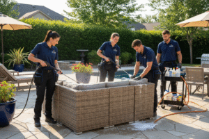 Cleaner Couch team with logo uniforms
