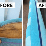 before and after new zipper installation cleaner couch