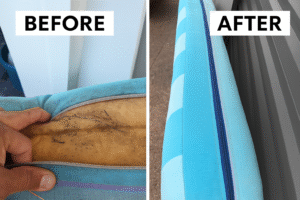 before and after new zipper installation cleaner couch